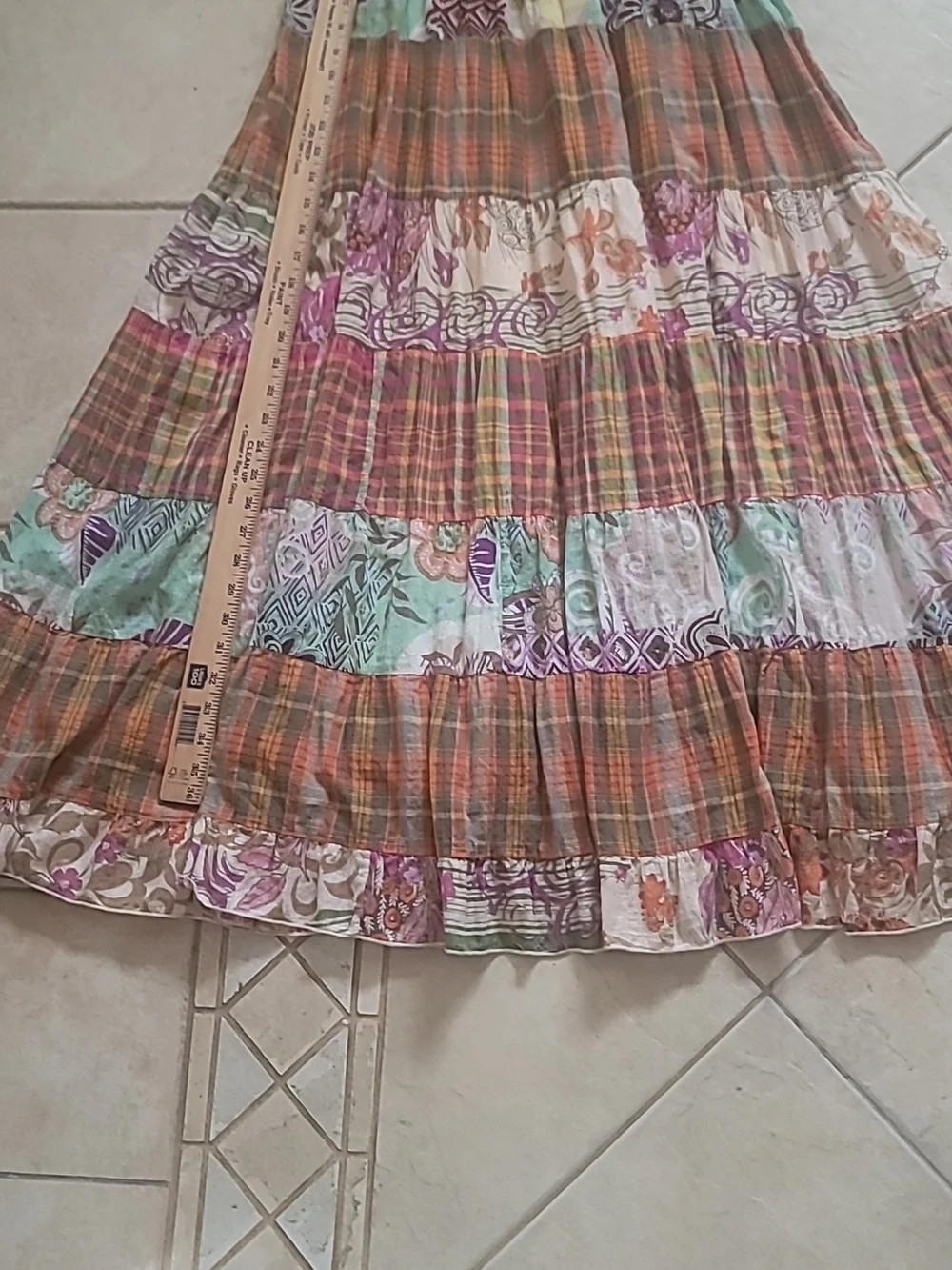 Boho Mix-Print Patchwork Maxi Dress in Multi-Colors Coastal Cowgirl  SZ L - Picture 10 of 16